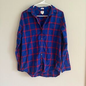 J Crew boy fit plaid button up shirt